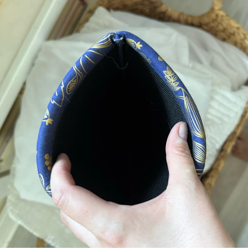 Book Beau Blue and Gold Leaf Print Pouch